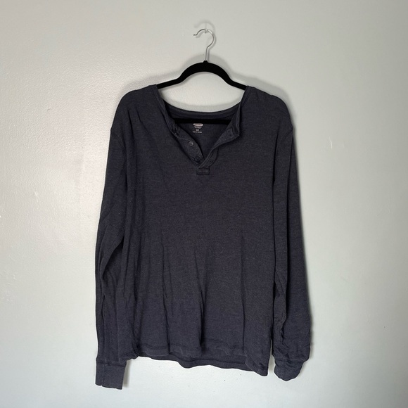 Old Navy Waffle Knit Long Sleeve Shirt with Buttons Grey/Gray Men’s Large - Picture 2 of 3